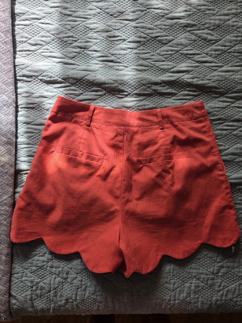 Women’s Red Scallop Hem Shorts - Picture 7 of 9